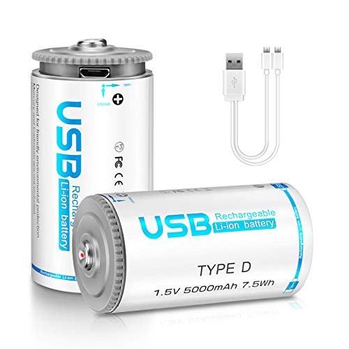VECUKTY D Batteries USB and Type-C Rechargeable