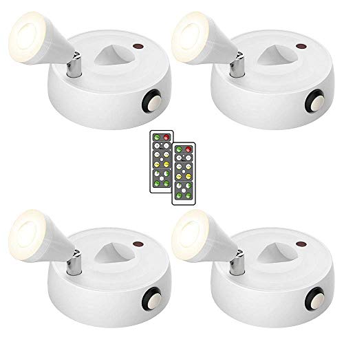 Olafus 4 Pack Wireless Spotlight, LED Accent Lights Battery Operated