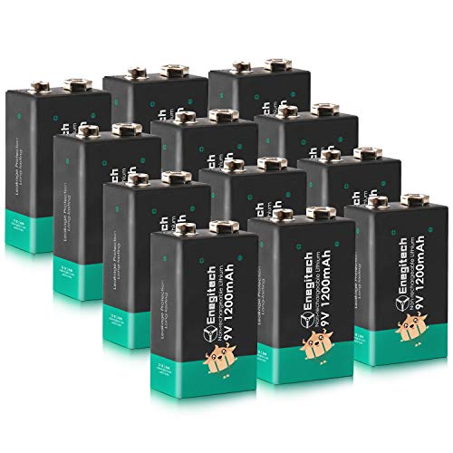 Enegitech 9V Batteries 12Packs Non-Rechargeable Lithium