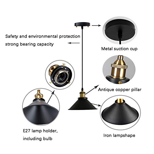 3 Pack Industrial Black Pendant Light Fixture Best Energy - BatteryHD.com