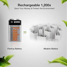 9V Rechargeable Batteries - Ideal for Smoke Alarms and More! 2 Pack