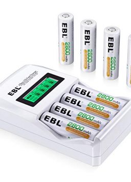 Rechargeable AA Batteries with LCD Battery Charger
