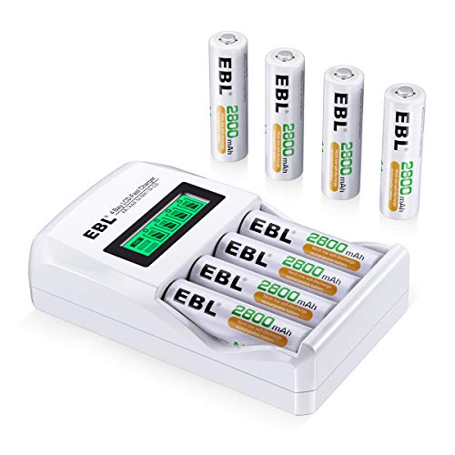 Rechargeable AA Batteries with LCD Battery Charger