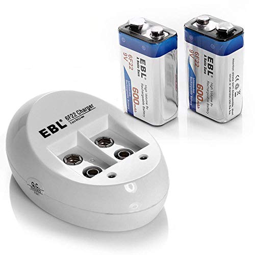 9V Rechargeable Batteries and Battery Charger