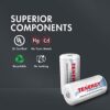 Tenergy Premium Rechargeable C Batteries and LCD Smart Battery