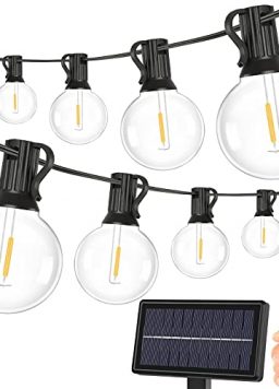 2-Pack Solar G40 Dimmable String Lights with Remote Controls