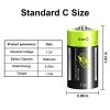 Lithium C Batteries, Micro USB Rechargeable C Cell