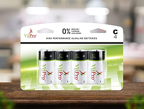 VitPro 4 Pack C Cell All-Purpose Alkaline Batteries
