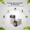 9V Rechargeable Batteries - Ideal for Smoke Alarms and More! 2 Pack