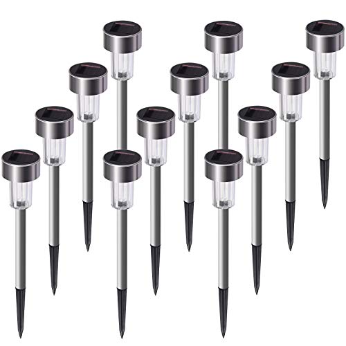 12Pack Stainless Steel Outdoor Solar Lights