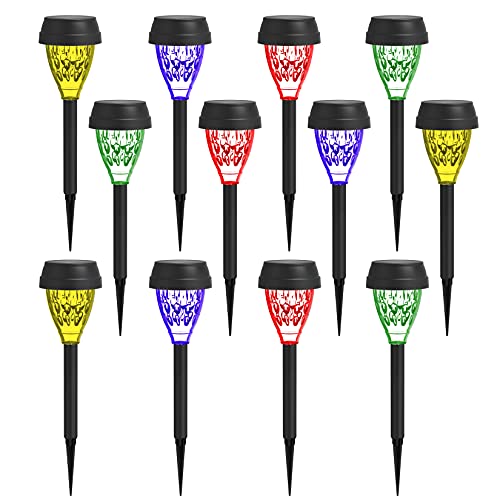 MAGGIFT 12 Pack Solar Powered Pathway Lights Outdoor