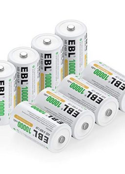 EBL Pack of 8 10000mAh Ni-MH D Cells Rechargeable Batteries