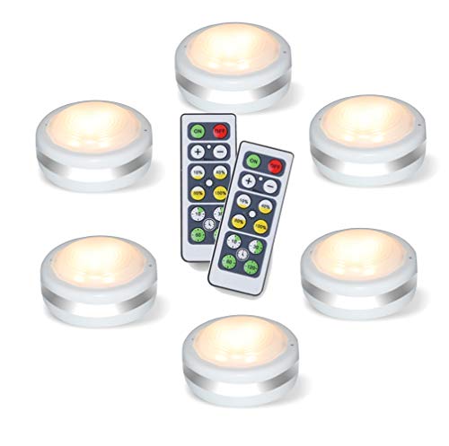 Wireless LED Puck Lights with Remote Control - Battery Operated, Dimmable, Multi-Application