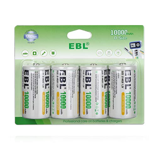 EBL Rechargeable D Batteries, 10000mAh Ni-MH High Capacity