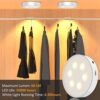 Rechargeable Puck Lights with Wireless Remote - 60 Lumens Dimmable LED Under Cabinet Lighting for Kitchen and Closet (6 Packs)
