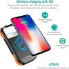Power Bank, Solar Charger with Qi Wireless Charger and a pair of USB