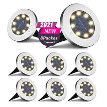 Otdair Solar Ground Lights, 8 LED Warm Light Outdoor