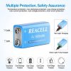 9V Lithium Rechargeable Batteries – 800mAh USB Fast Charge 9 Volt PP3 Li-ion Batteries for Smoke Detectors (2 Pack) 🔋⚡