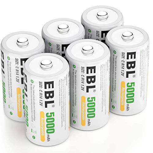 EBL Rechargeable C Batteries 5000mAh Ready2Charge