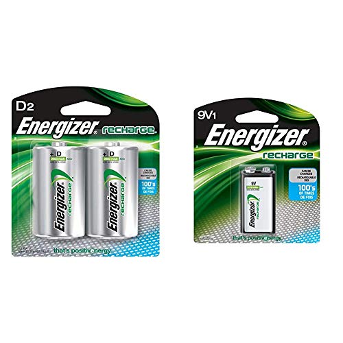 Energizer Rechargeable D Batteries, NiMH, 2500 mAh