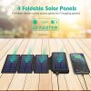 Solar Portable Charger - 36800mAh Power Bank with 4 Foldable, Removable Solar Panels, Type C Inputs, and High Capacity for Charging iPhone, iPad, Smartphone, and Tablet on the Go
