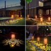 Outdoor Solar Pathway Lights - 6 Pack Decorative Metal Retro Lights for Path, Garden, Patio - Waterproof Landscape Lighting with Beautiful Patterns