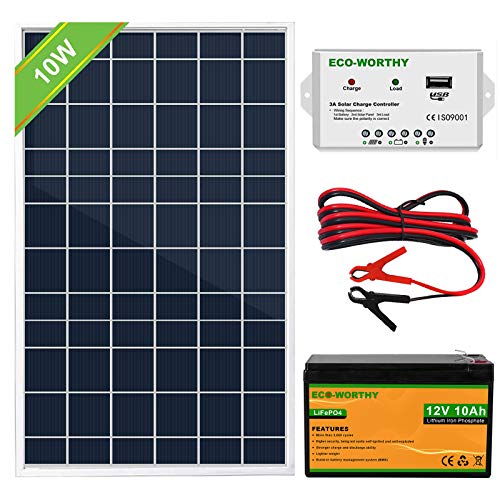 ECO-WORTHY 10W 12V Waterproof Solar Panel Charge kit