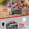 ROCKPALS 300W Portable Power Station – 280Wh Solar Generator with Pure Sine Wave AC Outlet & USB-C for Camping & Emergencies