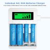 Rechargeable AA and AAA Battery Charger with LCD Display - Efficient Charging for Game Controllers, Toys, and More