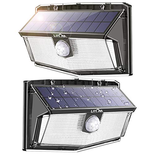 LITOM 300 LED Solar Wall Lights Outdoor, Super Bright