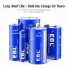 EBL Battery Organizer Storage Box Include Alkaline Batteries Combo