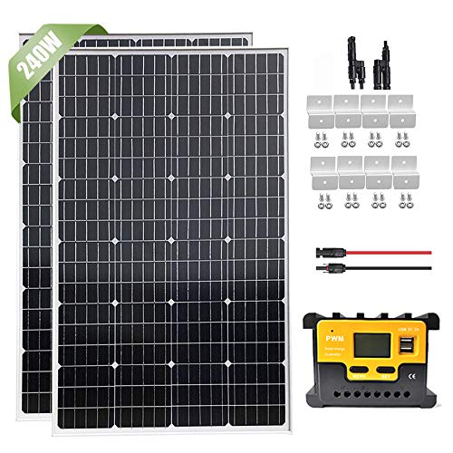240W Solar Panel Starter Kit with 20A LCD Charge Controller