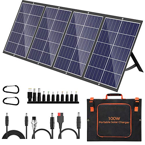 100W Portable Solar Panel Kit with Stand Foldable