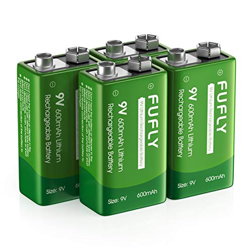 Fufly Rechargeable 9v Lithium Batteries 600mAh