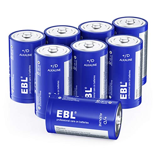 EBL D Batteries, Alkaline D Cell Batteries 8 Battery Count