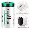 16 Pack 1650mAh High Power UL Certified Non-Rechargeable 3V CR123 Battery for Flashlight, Toys, Alarm System, Microphones