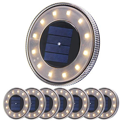 8 Pack Solar Disk Lights Outdoor - IP68 Waterproof