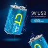 USB Rechargeable 9V Batteries - Powering Your Devices with Ease (2 Packs, 400mAh)