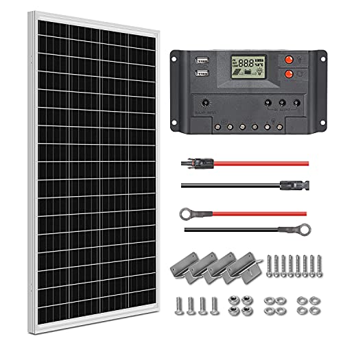 WEIZE 100 Watt 12 Volt Solar Panel Starter Kit