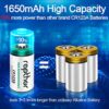 16 Pack 1650mAh High Power UL Certified Non-Rechargeable 3V CR123 Battery for Flashlight, Toys, Alarm System, Microphones