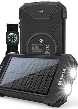 Solar Charger Power Bank, Qi Wireless Charger 10,000mAh