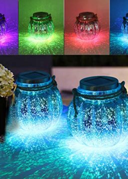 MAGGIFT 2 Pack Solar Lanterns Outdoor Christmas Table Decorations