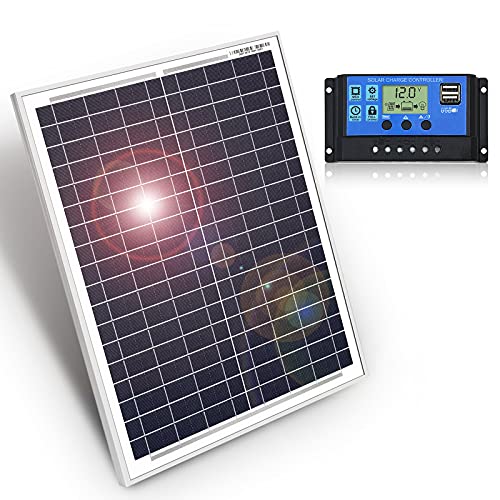 DOKIO 20W Portable Solar Panel with Regulator to Charge 12V