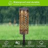 Outdoor Solar Pathway Lights - 6 Pack Decorative Metal Retro Lights for Path, Garden, Patio - Waterproof Landscape Lighting with Beautiful Patterns