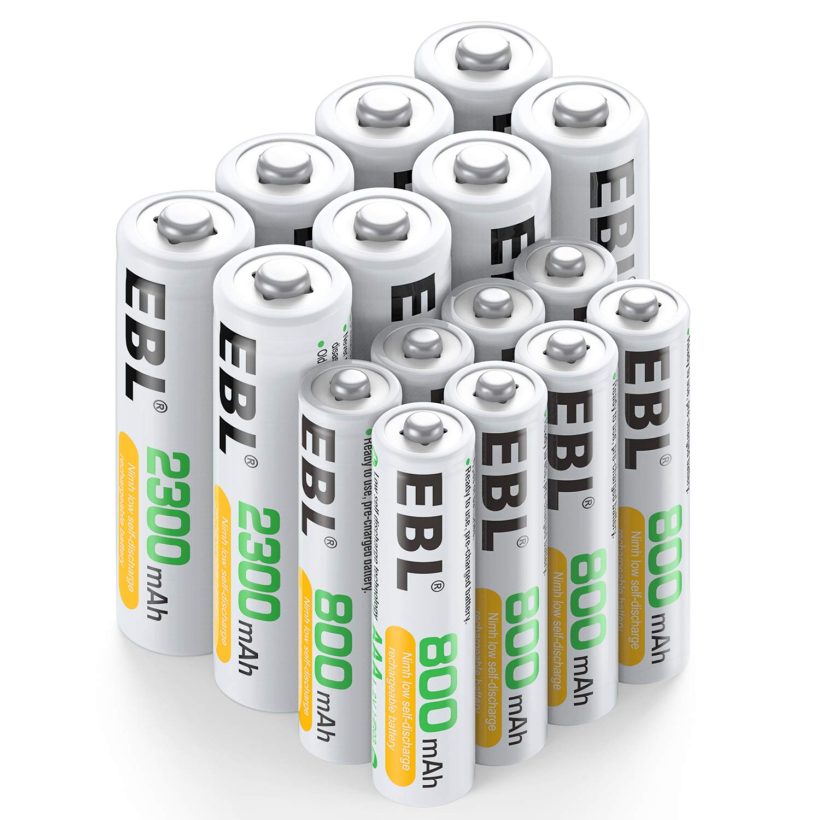 EBL 16 Sets AA AAA Batteries Combo with 8PCS