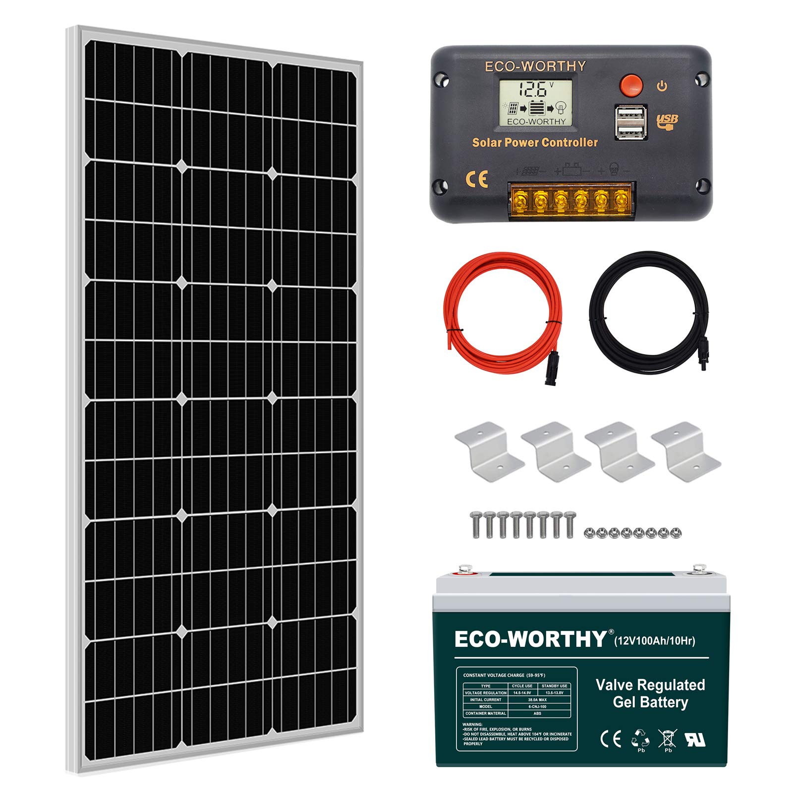 ECO-WORTHY 100W 0.4KWH/Day 12V Off Grid Solar Power