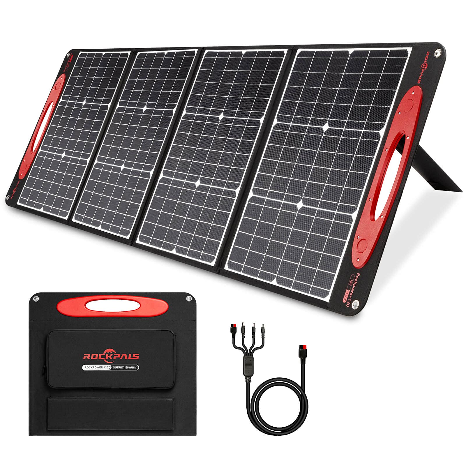 ROCKPALS Portable Solar Panel 120W/18V - QC 3.0&USB-C Output