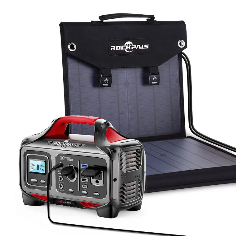 ROCKPALS 300W Portable Power Station Foldable 60W Solar Panel Charger
