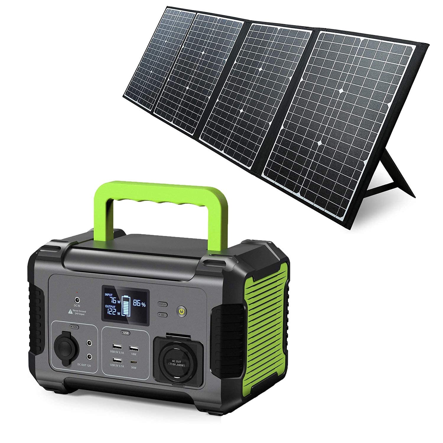 PAXCESS Portable Power Station 300W with Solar Panel Included