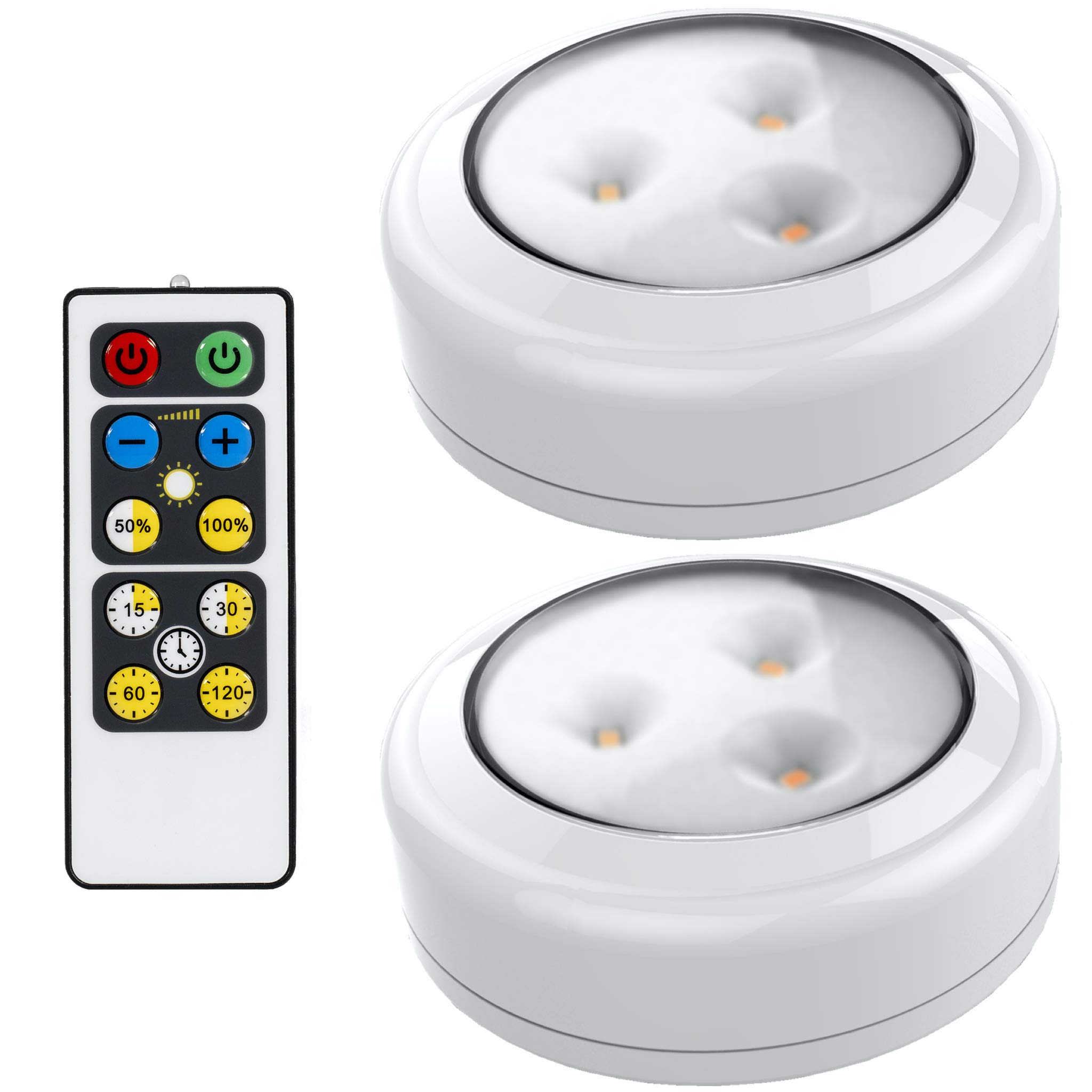 LED Puck Light 2 Pack with Remote Battery Operated Lights